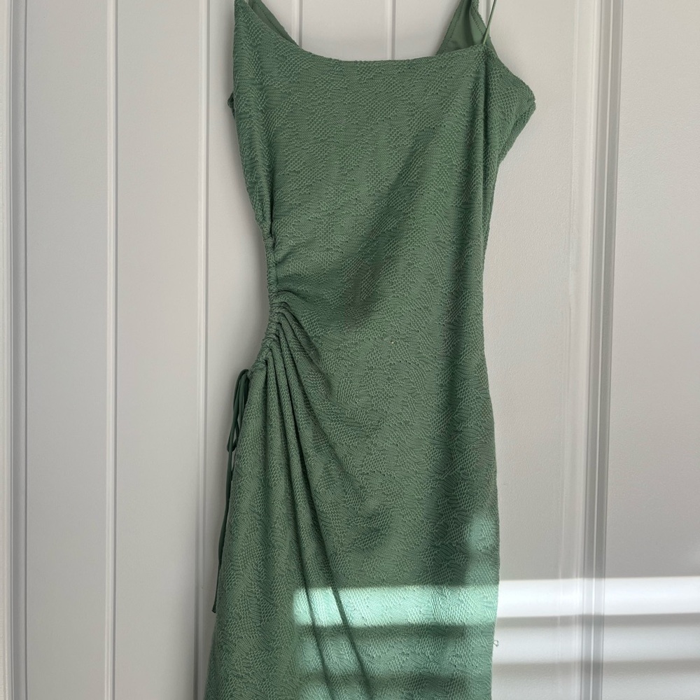 Oh Polly Green asymmetrical Cutout Mini Dress - Picture 3 of 3